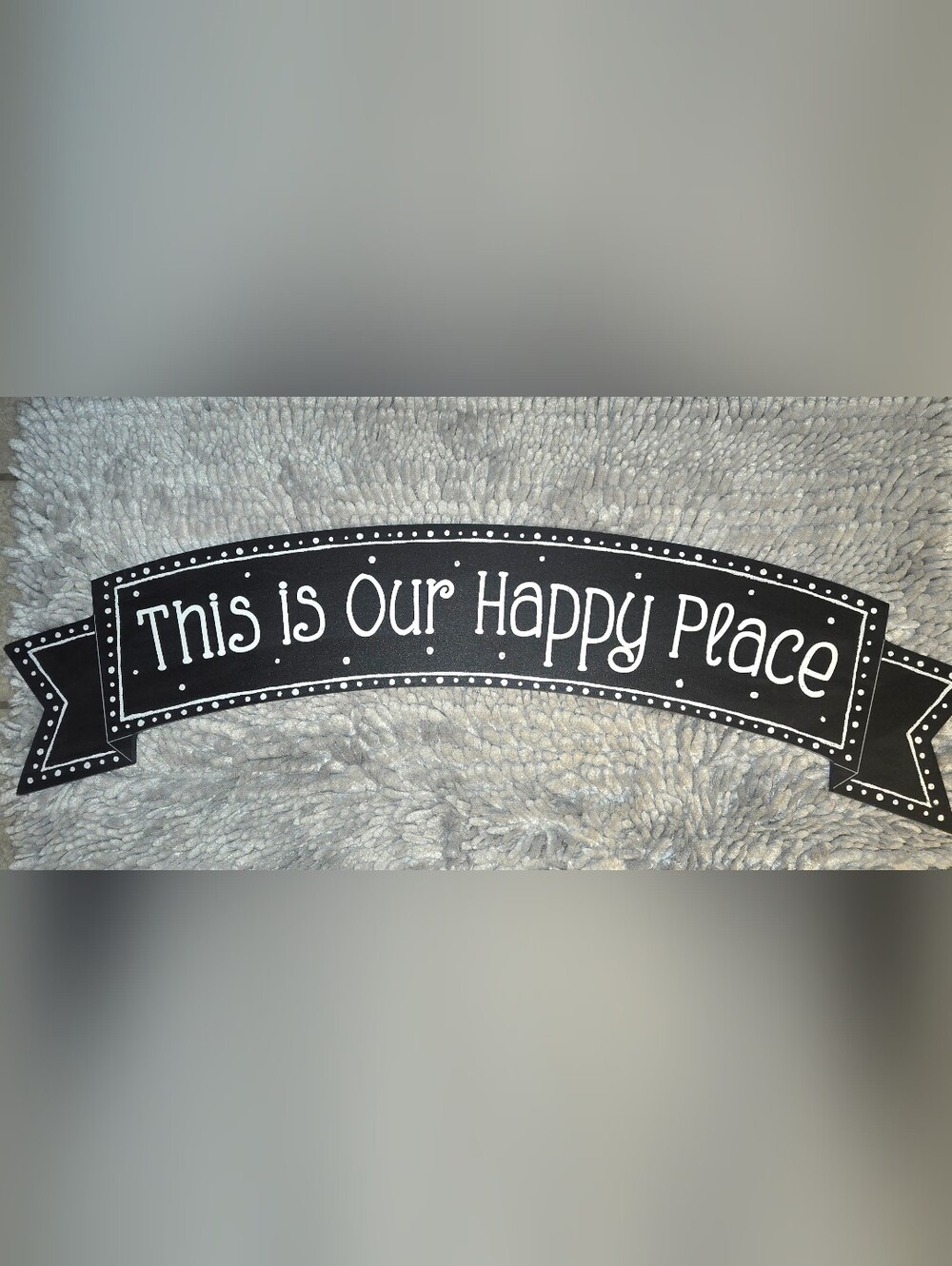 Black and White 'Our Happy Place' Wall Accent Sign - Decorative Home Plaque